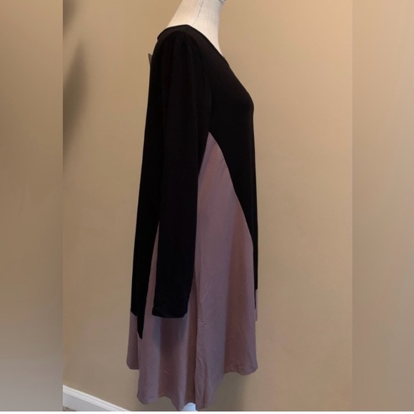 Black and Mocha Color Block Tunic Blouse Top - Picture 6 of 11